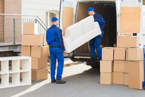 Packed household items ready for urgent transport in Soho