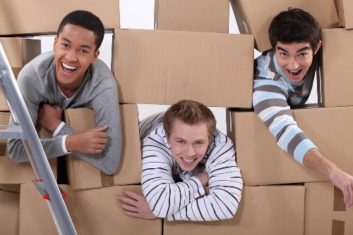 Packing boxes and moving supplies arranged for a Soho property move