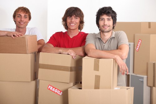 Removal van being loaded for a UK move